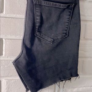Black denim shorts